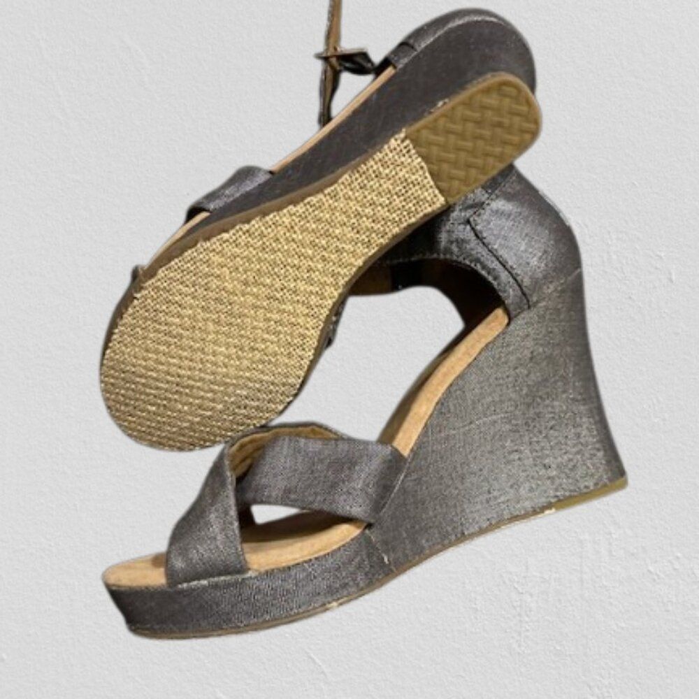 *****  Toms Sienna Metallic Blue Wedge Sandal  7345  Size 8